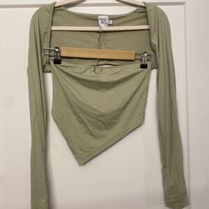 Princess Polly Sage Green Long Sleeve Crop Top